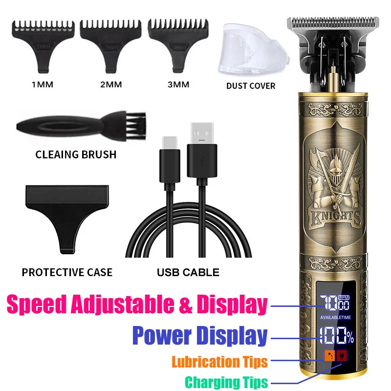 Hot Sale Vintage T9 Electric Cordless Hair Cutting Machine Professional Hair Barber Trimmer For Men Clipper Shaver Beard Lighter